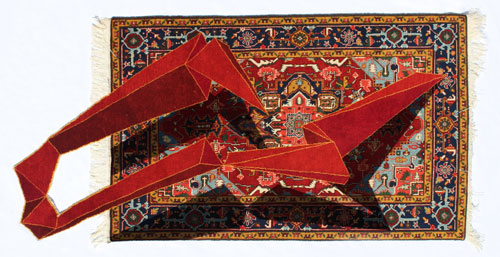 Faig Ahmed. Ilan, 2014. Hand-woven woollen rug, 180 x 230 cm. Image courtesy of the artist and Cuadro Gallery.