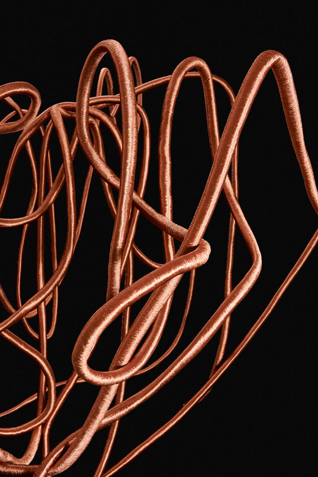 Alice Anderson. Travelling Studio, Ropes, 2013-15 (ongoing). Copper wire, 250 m of paper ropes. Photograph © Matt Holyoke.