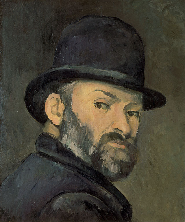 Paul Cézanne. Self-Portrait with Bowler Hat, 1885-6. Private collection.