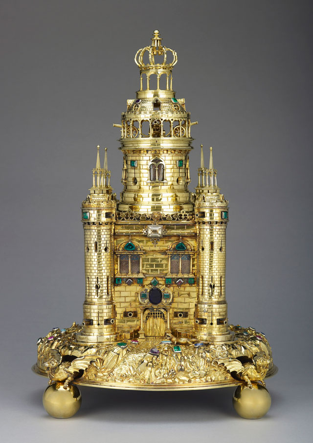 Johann Hass, The Exeter Salt, c1630. Silver gilt, enamel, mounted with almandine garnets, turquoises, sapphires, emeralds, rubies, amethysts, 45. 7 x 30.2 x 30.2 cm. Royal Collection Trust © Her Majesty Queen Elizabeth II.