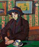 Harold Gilman. <em>Girl with a Teacup</em>, c. 1914-1915. Oil on canvas, 790 x 690 x 60 mm. Private Collection