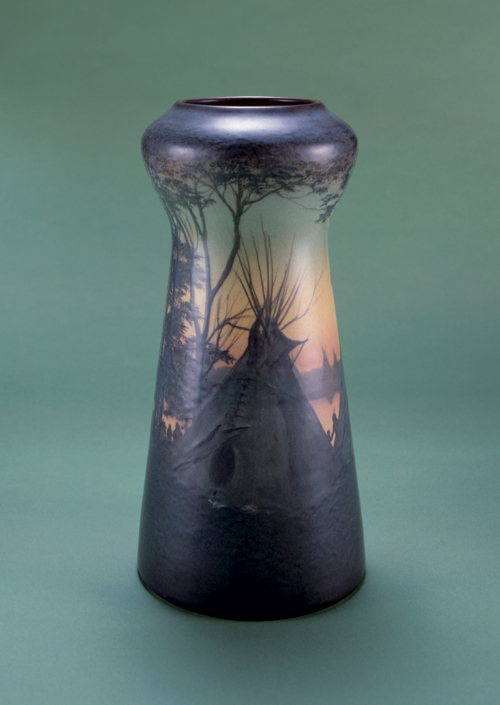 Edward Timothy Hurley (American, 1869-1950) for Rookwood Pottery (founded 1880) 'Indian Encampment' vase. U.S.A., 1909. Glazed stoneware. Gift of Marcia and William Goodman, 1984-84-1