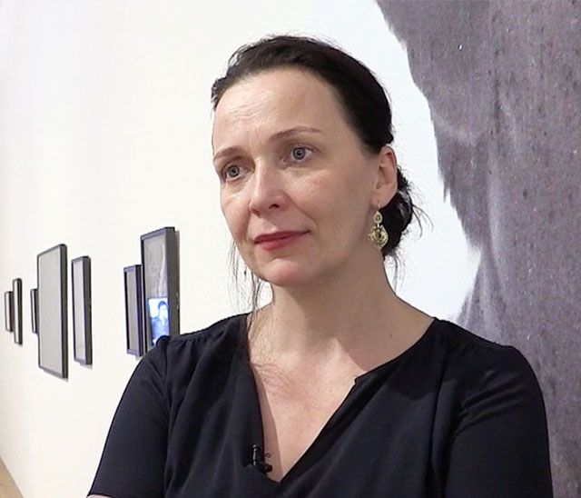 Ania Dabrowski talking to Studio International about her installation A Lebanese Archive at the opening of the group show From Ear to Ear to Eye at Nottingham Contemporary, 15 December 2017. Photograph: Martin Kennedy.