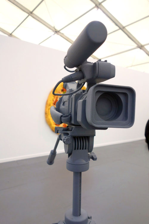 Tom Friedman. Untitled (video camera), 2012. Wood and paint, 63 1/2 x 44 1/2 x 44 1/2 in. Luhring Augustine, NY.