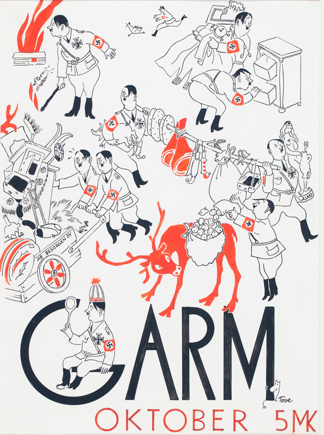 Tove Jansson. Cover illustration for the magazine Garm, 1944. Tampere Art Museum Moominvalley. Photograph: Finnish National Gallery / Yehia Eweis. © Moomin Characters.