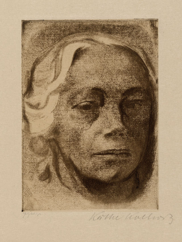Käthe Kollwitz. Self Portrait, 1912. Etching, drypoint and soft ground. © The Trustees of the British Museum.
