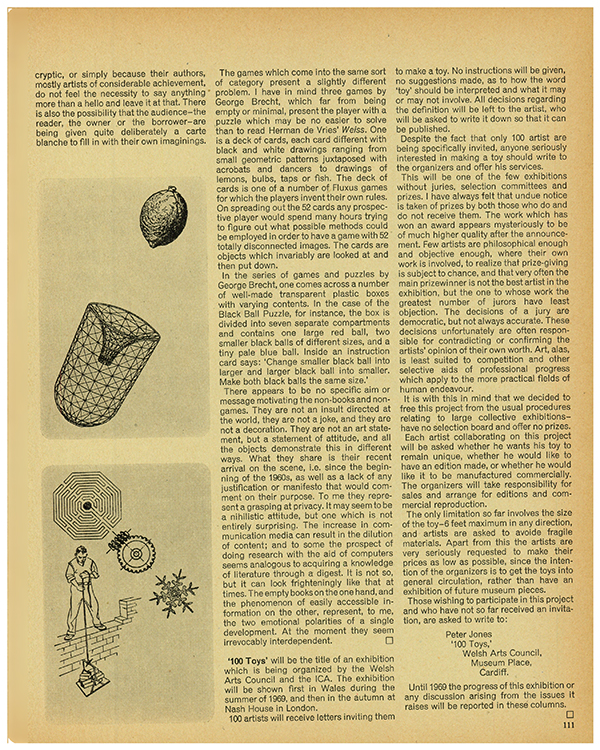 Non-games by Jasia Reichardt. Studio International, Vol 175, No 898, March 1968, p. 111.