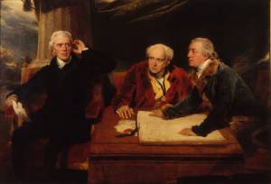 Sir Thomas Lawrence. Sir Francis Baring, 1st Baronet, John Baring, and Charles Wall, 1806-1807. Oil on canvas, 156 × 226 cm. Private collection. © Photograph courtesy of the owner.