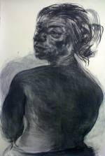 Anita Taylor. Glance, 2012. Charcoal on paper, 225 x 155 cm.