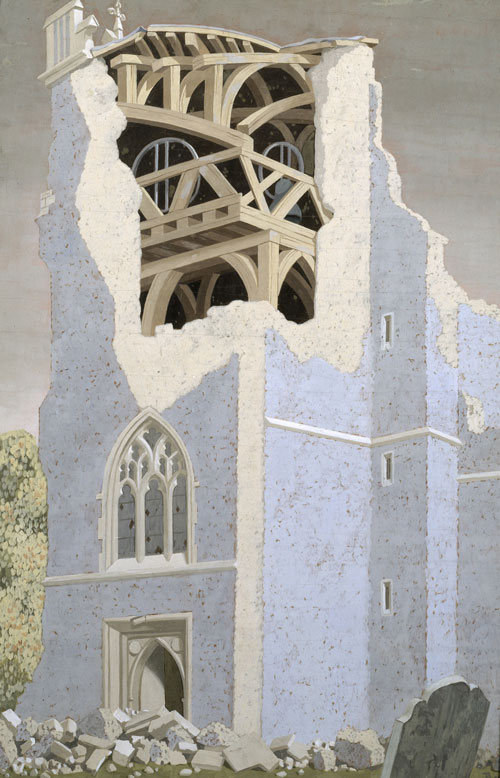 John Armstrong (1893‑1973). Coggeshall Church, Essex, 1940. Tempera on wood. Collection Tate.