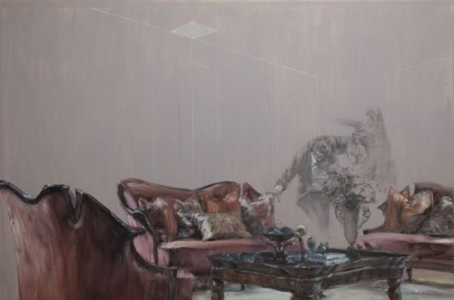 Fu Site. Victorian Room II, 2014. Mixed media on paper, mounted on canvas, 120 x 96 cm.