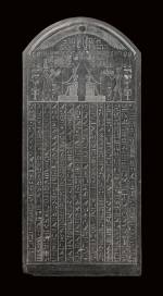 Stele of Thonis-Heracleion, Thonis-Heracleion, Aboukir Bay, Egypt (SCA 277). The intact stele (1.90 m) is inscribed with the decree of Saϊs and was discovered on the site of Thonis-Heracleion. It was commissioned by Nectanebos I (378-362 BC) and is almost identical to the Stele of Naukratis in the Egyptian Museum in Cairo. The place where it was to be situated is clearly named: Thonis-Heracleion. © Franck Goddio/Hilti Foundation. Photograph: Christoph Gerigk.