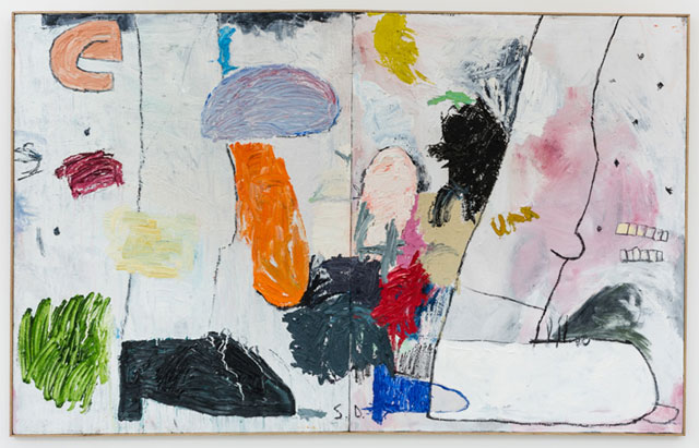 Stevie Dix. Ne Me Quitte Pas, 2017. Oil, spraypaint and charcoal on canvas, 101.6 x 162.6 cm.